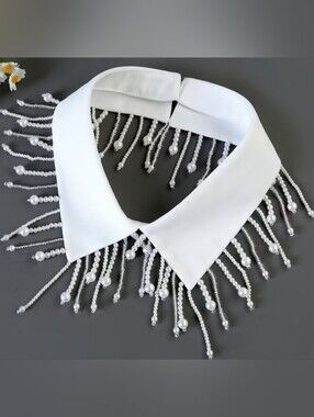 Detachable White Pearl Fringe Collar Necklace - Women Jewelry
